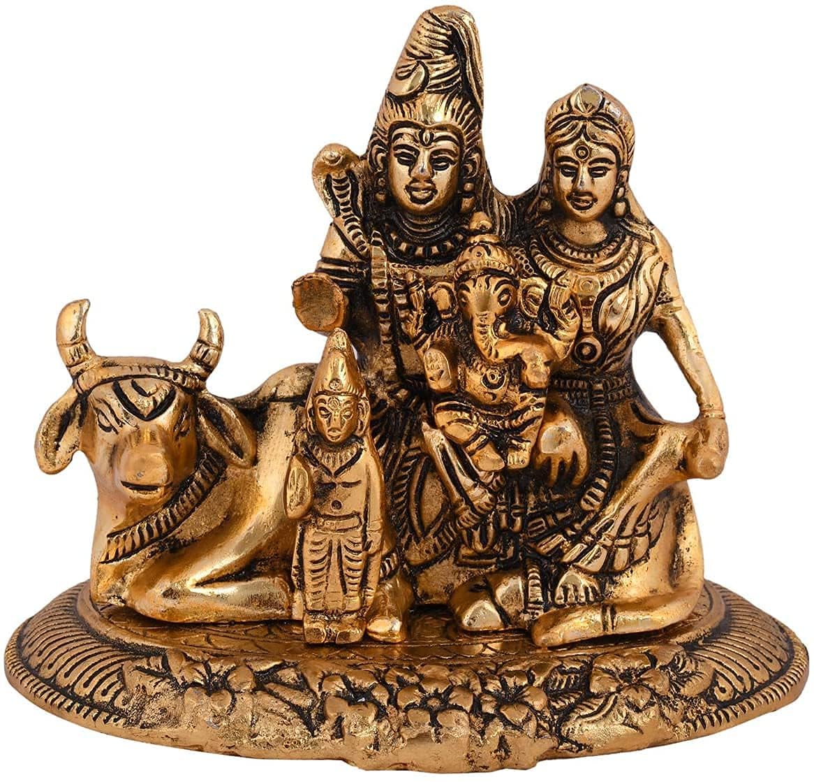 Collectible India Handcrafted Shiva Parvati Ganesh Idol Shiv Parivar Murti Statue Sculpture - Lord Shiva Idols Family Sitting On Nandi Showpiece Figurine for Home Office Temple Mandir Decoration Gift – view 7