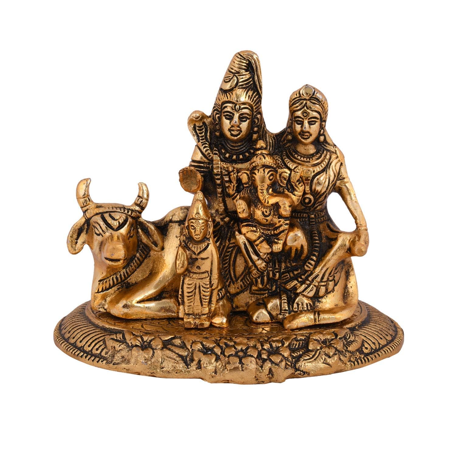 Collectible India Handcrafted Shiva Parvati Ganesh Idol Shiv Parivar Murti Statue Sculpture - Lord Shiva Idols Family Sitting On Nandi Showpiece Figurine for Home Office Temple Mandir Decoration Gift – view 8