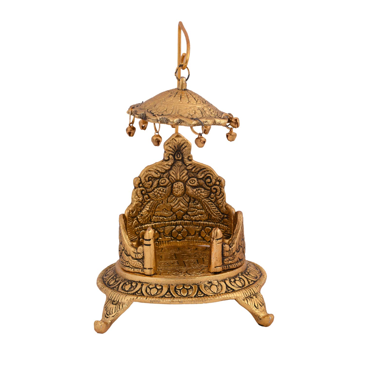Collectible India Metal Singhasan Oval Shaped for Ganesha Krishna God Idols - Gold Plated Ladoo Gopal Pooja Chowki for Temple Mandir Puja Idol Decoration Items (1 Pieces) – view 5