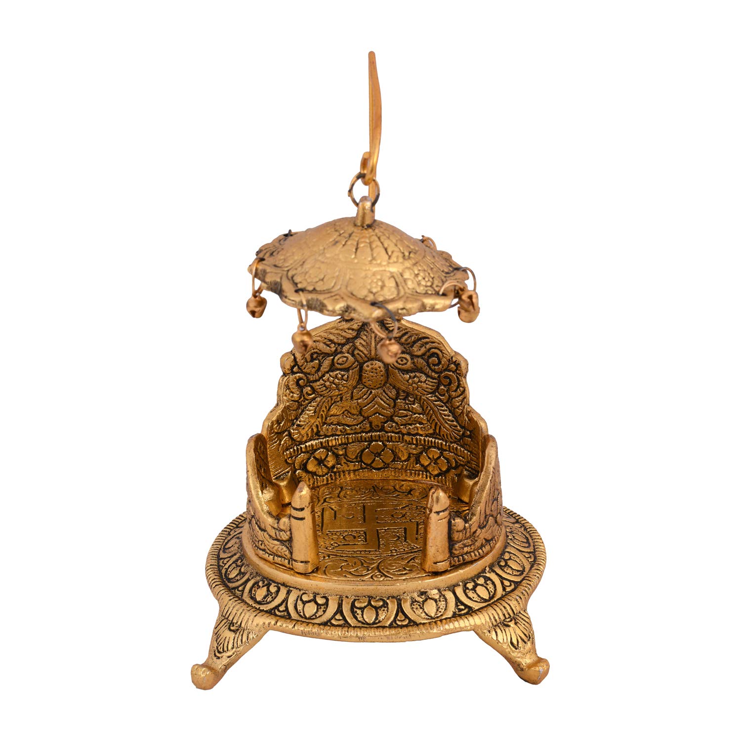 Collectible India Metal Singhasan Oval Shaped for Ganesha Krishna God Idols - Gold Plated Ladoo Gopal Pooja Chowki for Temple Mandir Puja Idol Decoration Items (1 Pieces) – view 6