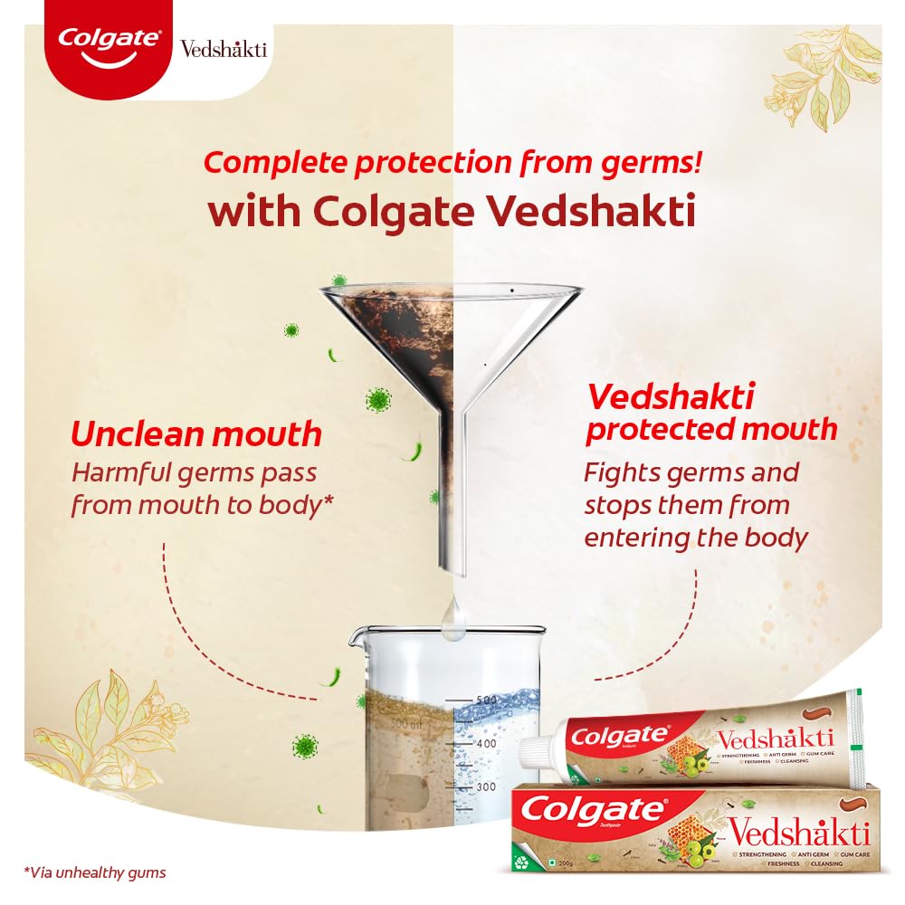 Colgate Vedshakti Toothpaste, Anti-Bacterial Paste For Whole Mouth Health, With Neem, Clove, And Honey, 100G, Freshening – view 2