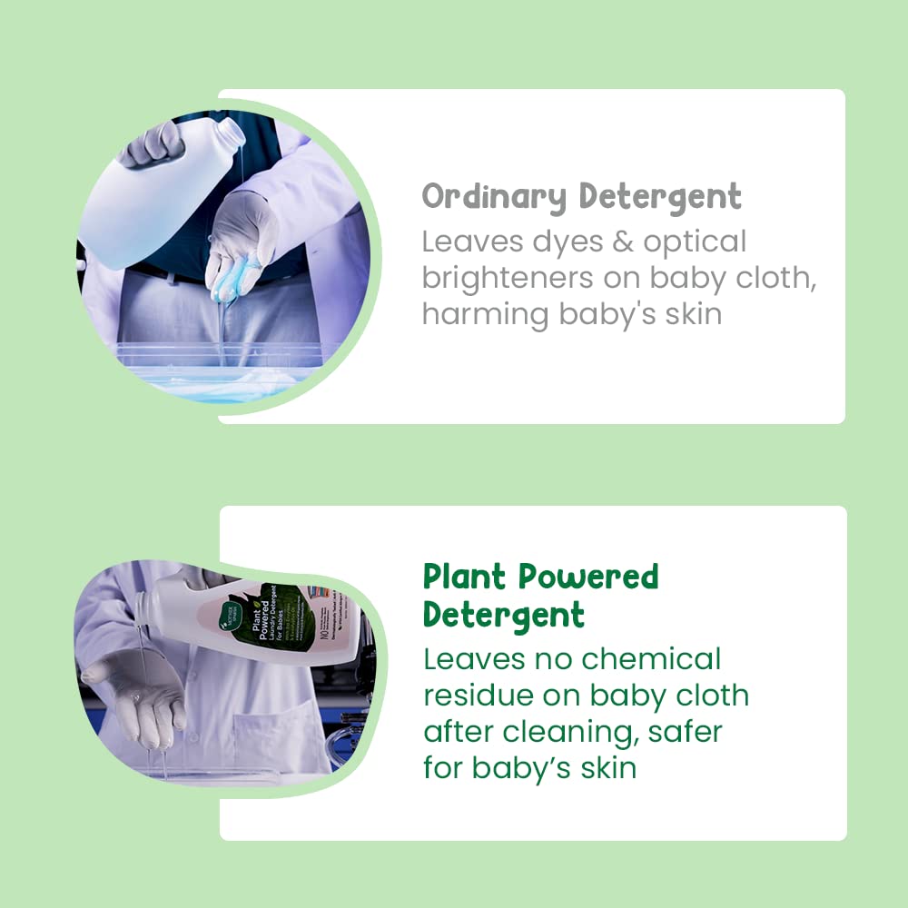 Mother Sparsh Plant Powered Baby Laundry Liquid Detergent, 1Ltr. & Natural Baby Liquid Cleanser with Green Apple & Basil, 500 ml – view 3