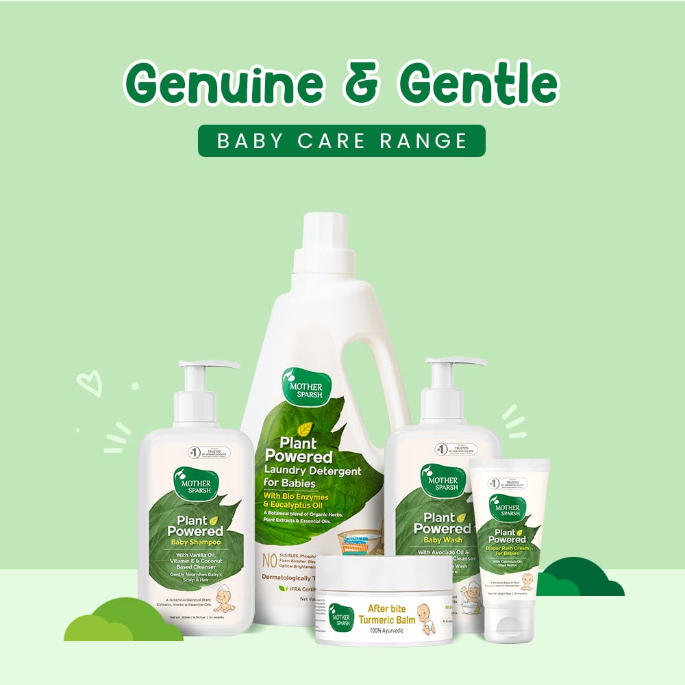 Mother Sparsh Plant Powered Baby Laundry Liquid Detergent, 1Ltr. & Natural Baby Liquid Cleanser with Green Apple & Basil, 500 ml – view 6