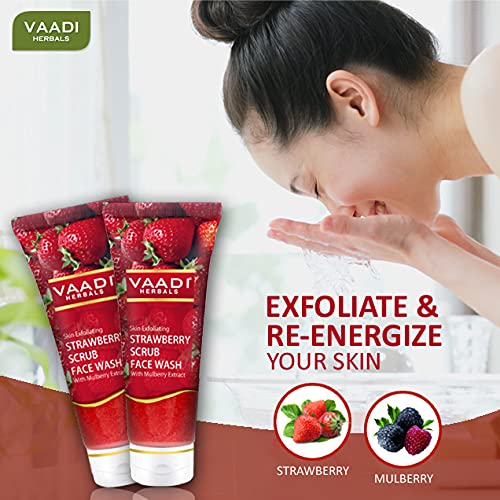 Vaadi Herbals Value Pack of Strawberry Scrub Face Wash with Mulberry Extract, 4 x 60ml – view 2