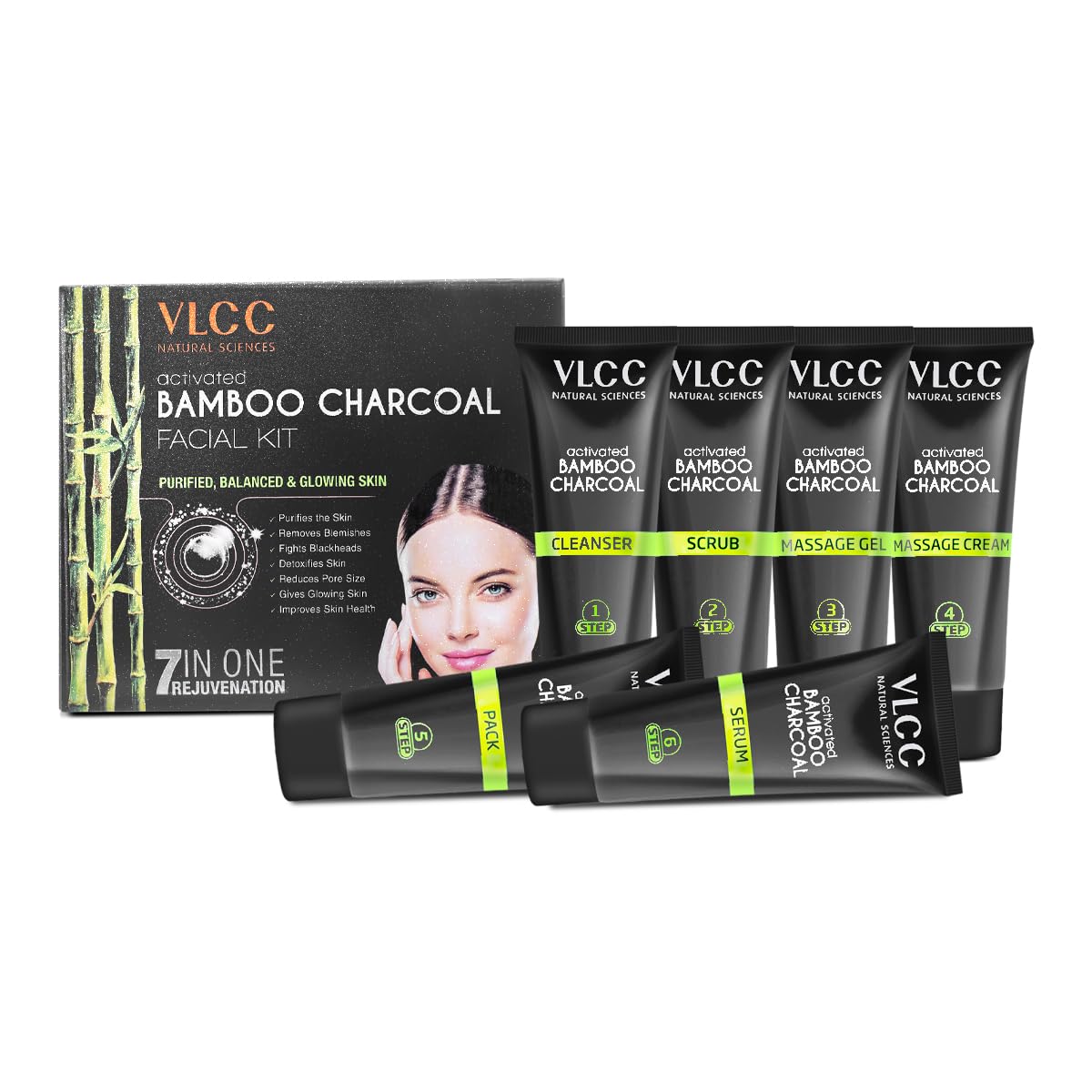 VLCC Activated Bamboo Charcoal Facial Kit - 60g For Purified, Balanced & Glowing Skin – view 2