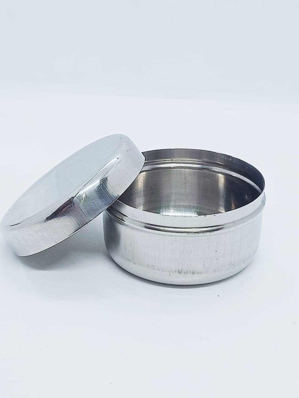 Stainless Steel Flat Steel Dabbi/Fridge Container 25 ml (Pack of 10)