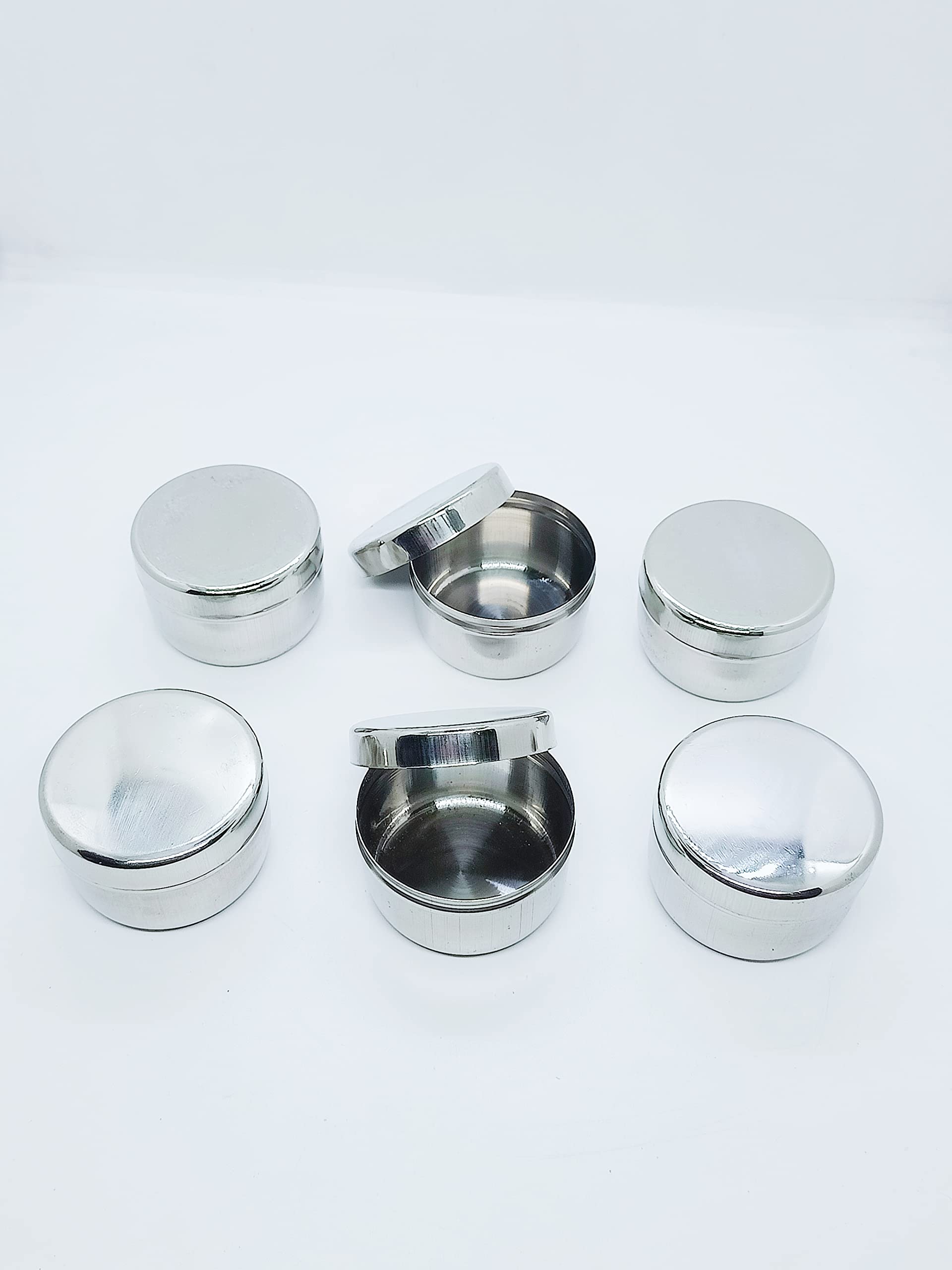 Stainless Steel Flat Steel Dabbi/Fridge Container 25 ml (Pack of 10) – view 2