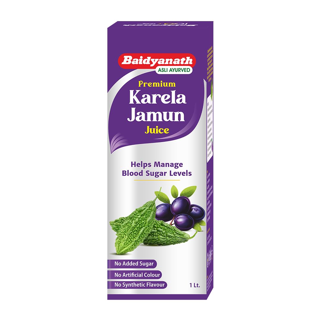Baidyanath Karela Jamun herbal juice bottle, unflavoured 1L pack
