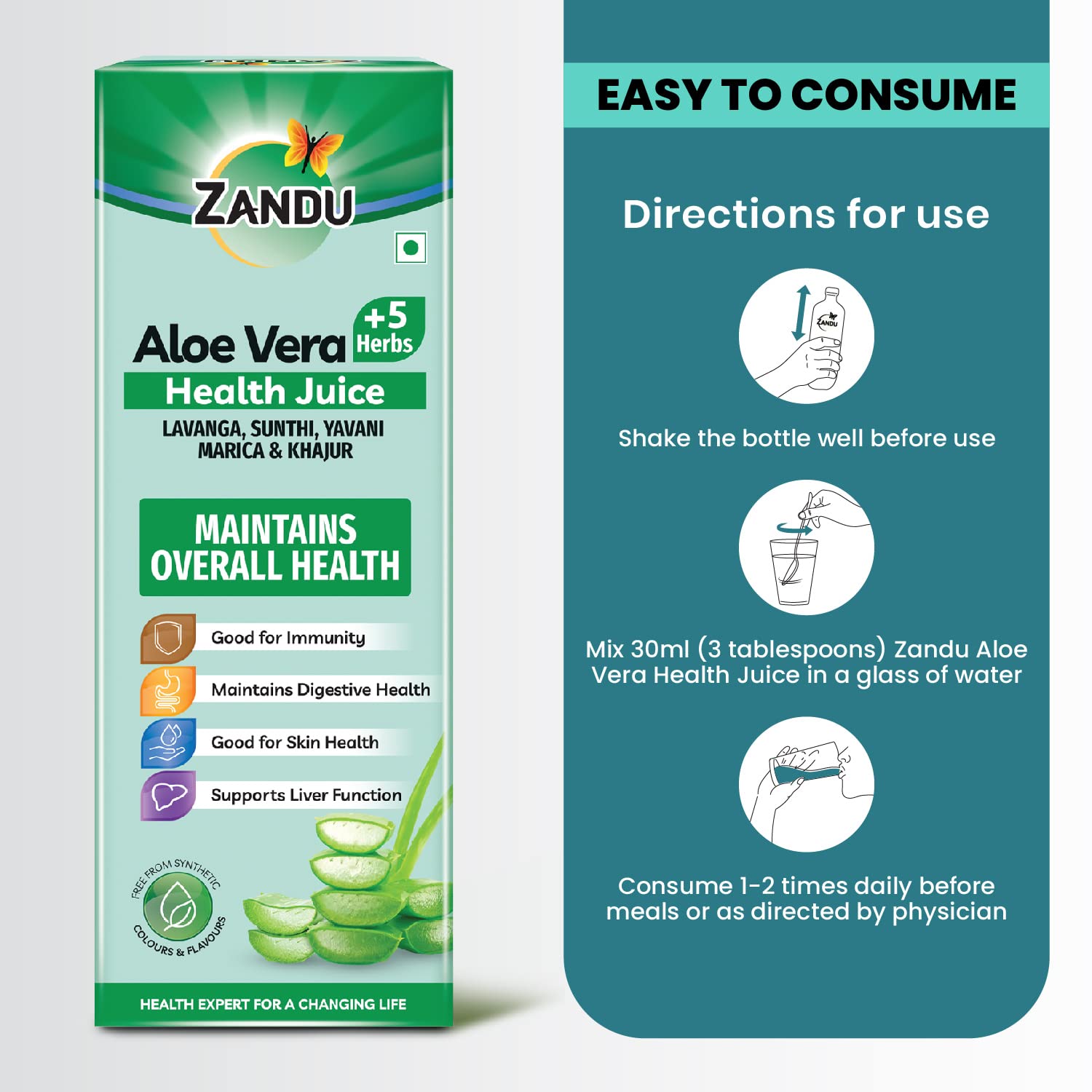 Zandu Aloe Vera + 5 Herbs Health Juice – view 6