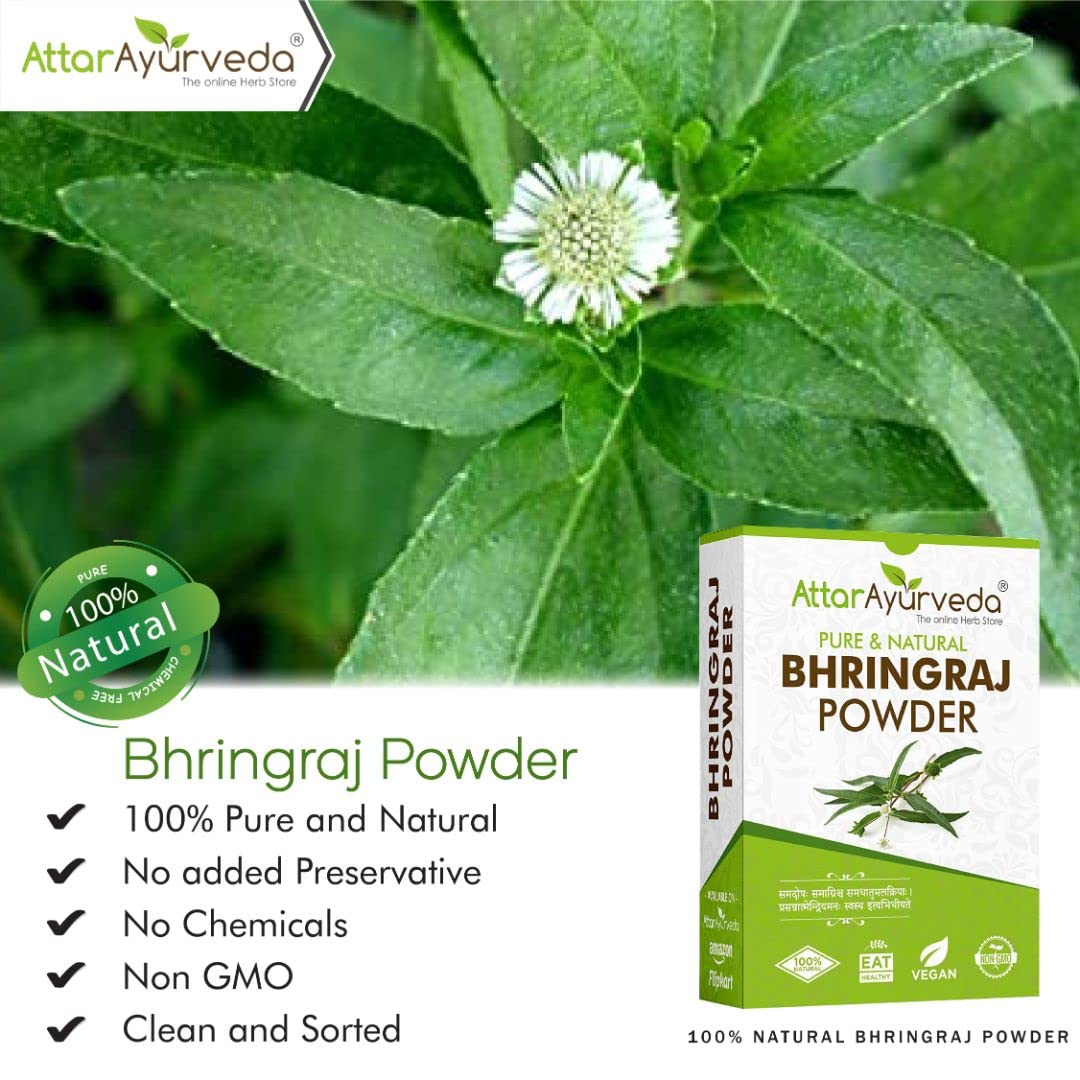 Attar Ayurveda Natural Bhringraj Powder for hair growth (100 Grams) – view 3
