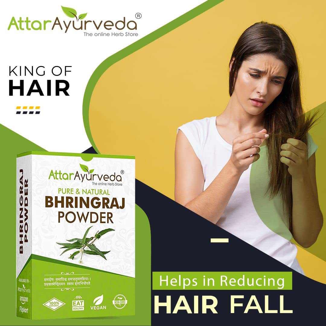 Attar Ayurveda Natural Bhringraj Powder for hair growth (100 Grams) – view 4