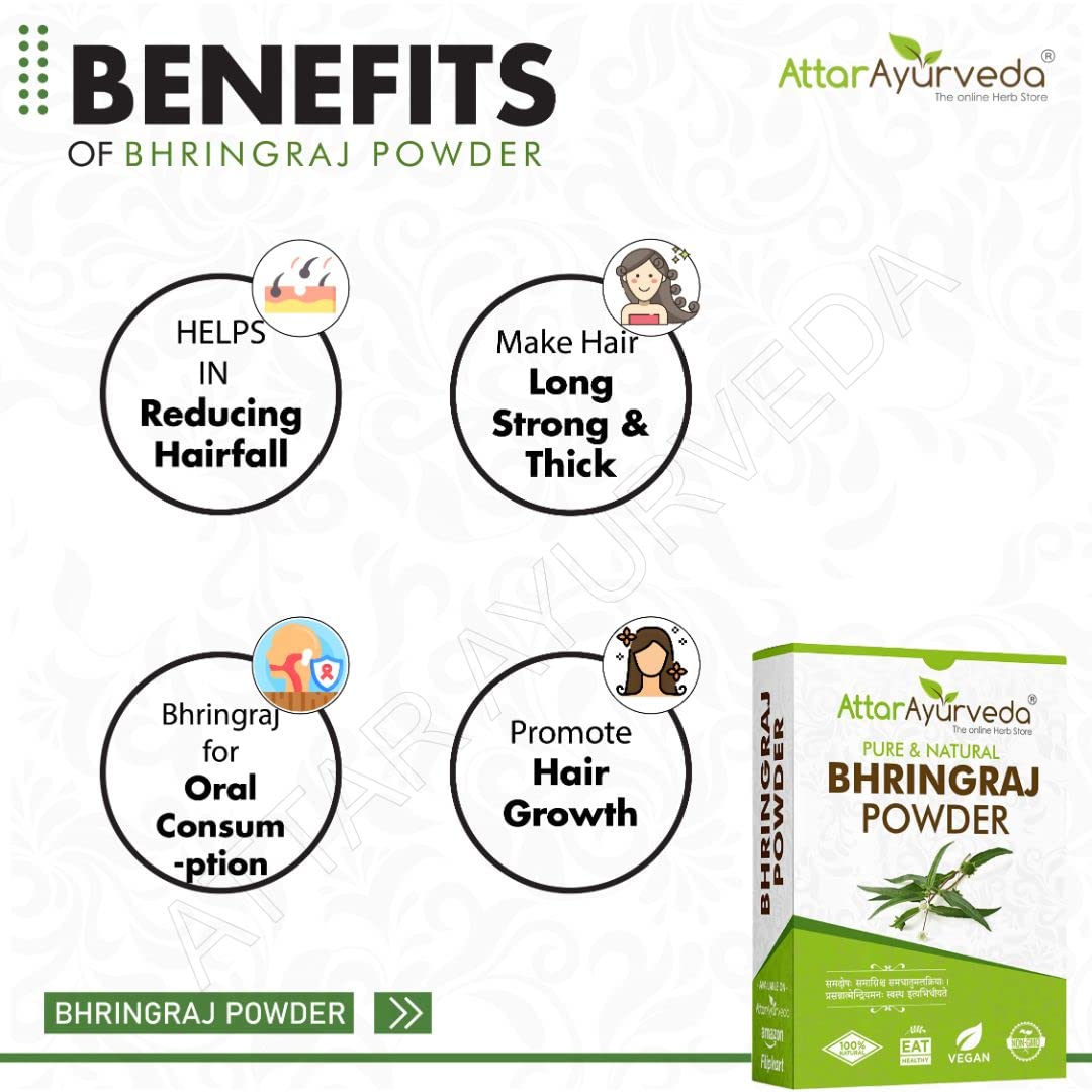 Attar Ayurveda Natural Bhringraj Powder for hair growth (100 Grams) – view 5