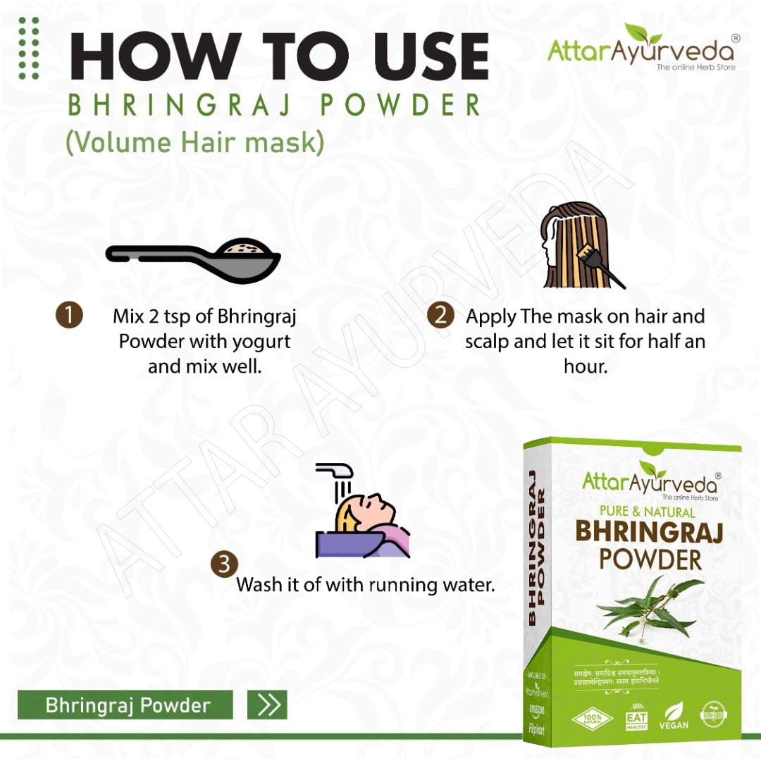 Attar Ayurveda Natural Bhringraj Powder for hair growth (100 Grams) – view 6
