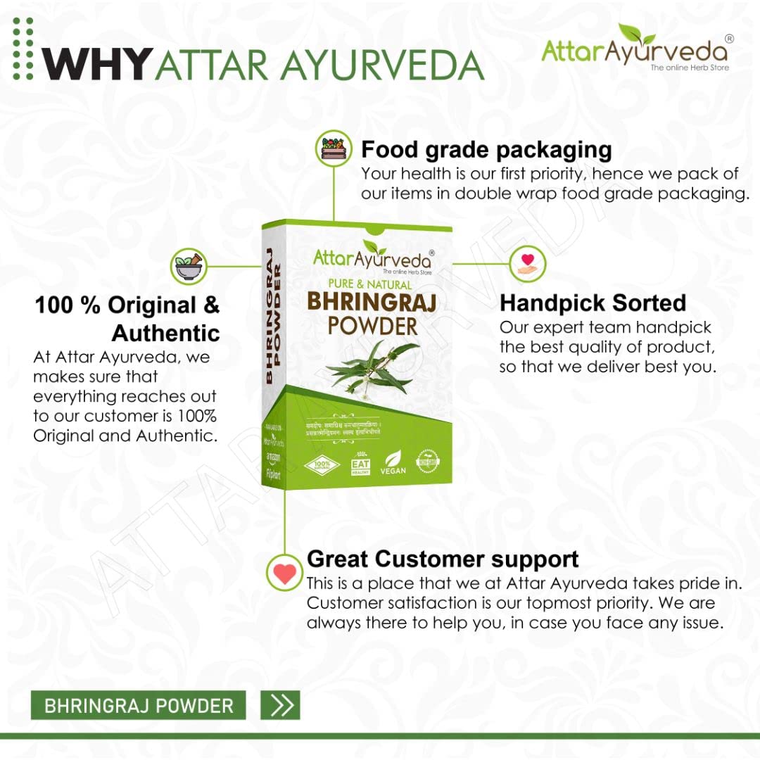 Attar Ayurveda Natural Bhringraj Powder for hair growth (100 Grams) – view 7