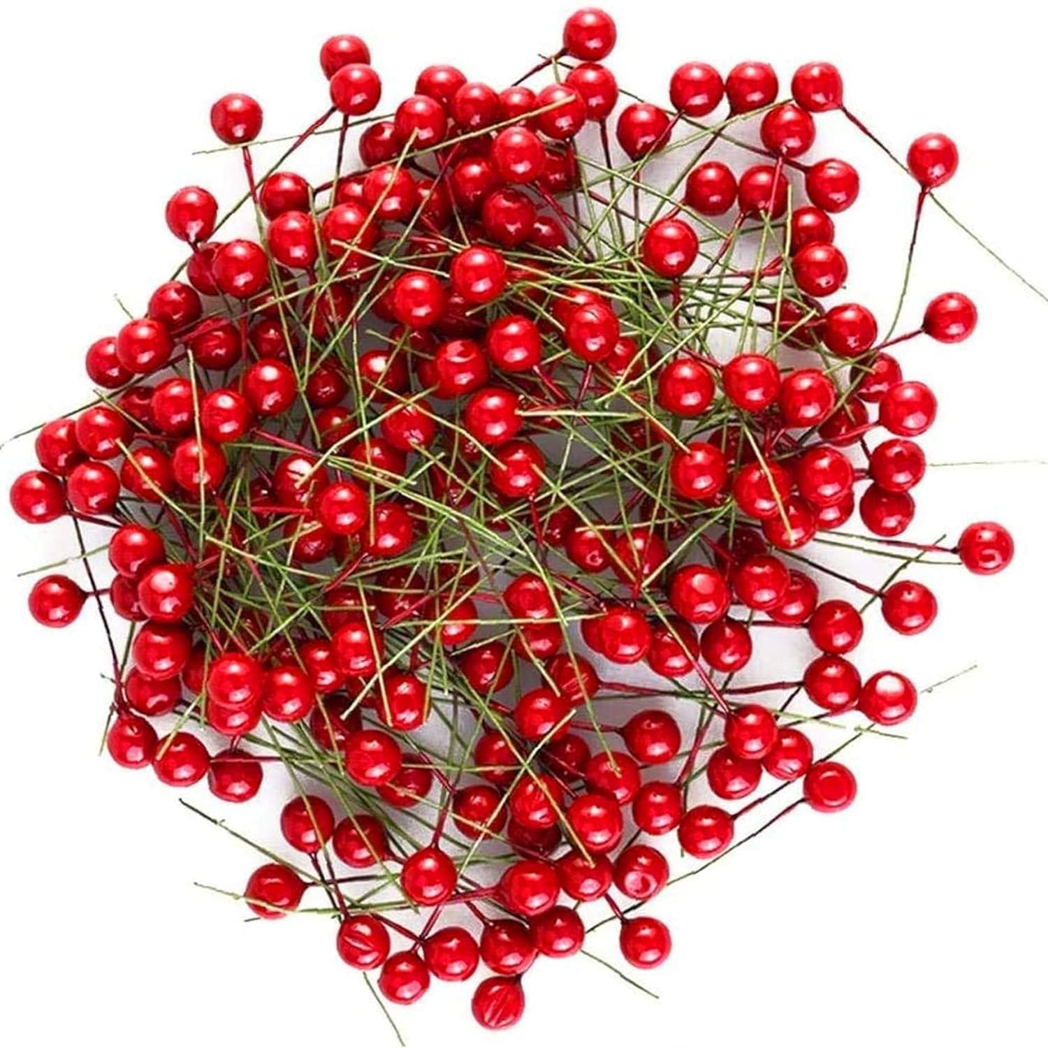 TIED RIBBONS 50 Pcs Christmas Artificial Red Berries Stems Decorations Items for Xmas Tree Wreath Garland Art and Craft Ornament Props - Christmas Decorations Items for Home – view 2