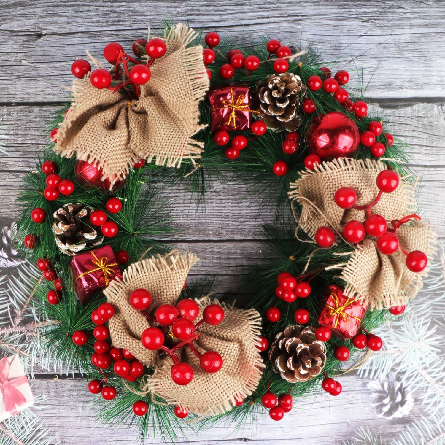 TIED RIBBONS 50 Pcs Christmas Artificial Red Berries Stems Decorations Items for Xmas Tree Wreath Garland Art and Craft Ornament Props - Christmas Decorations Items for Home – view 4