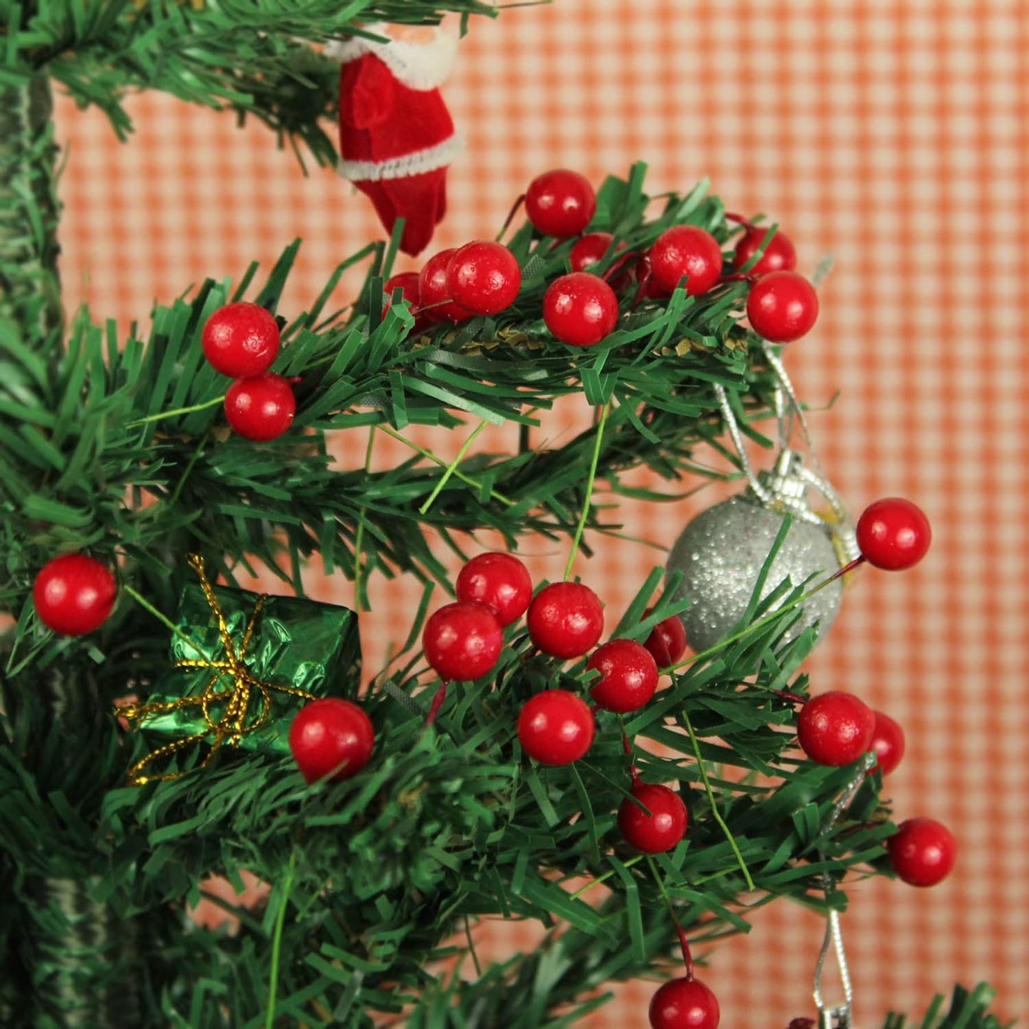 TIED RIBBONS 50 Pcs Christmas Artificial Red Berries Stems Decorations Items for Xmas Tree Wreath Garland Art and Craft Ornament Props - Christmas Decorations Items for Home – view 6
