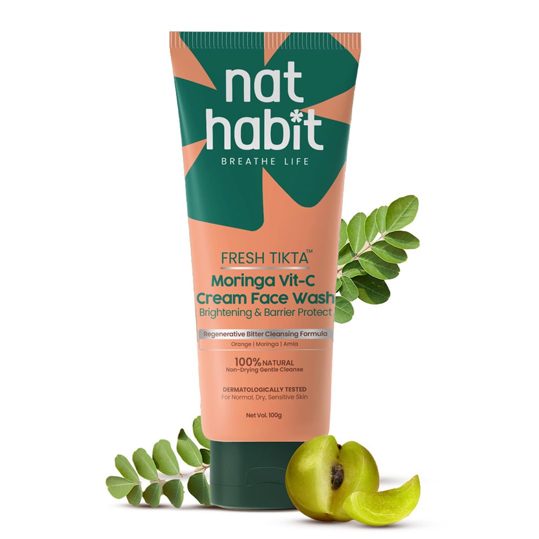Nat Habit cream face wash tube with Moringa Vitamin-C label