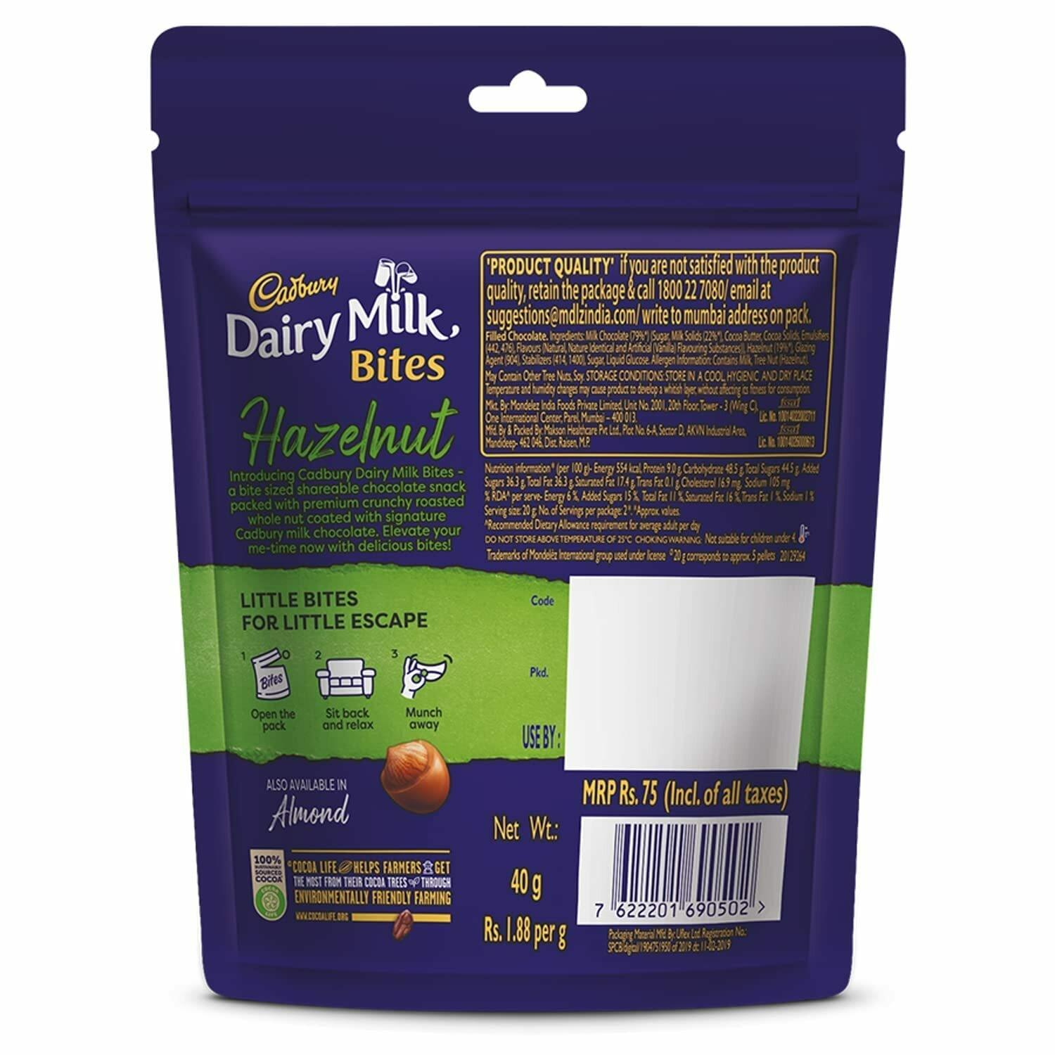 Cadbury Dairy Milk Bites- Hazelnut 40G – view 2