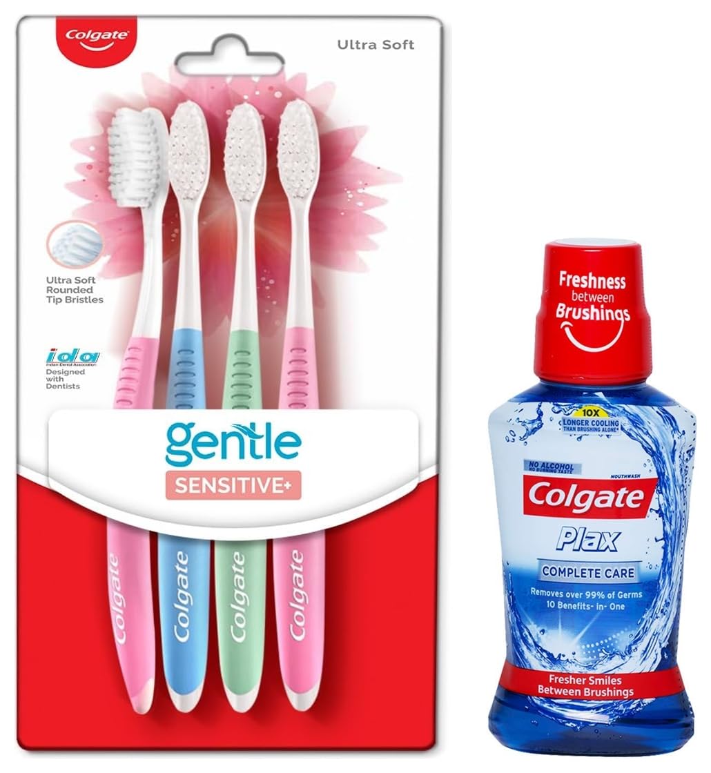 Colgate oral care set with 250 ml mouthwash and 4 toothbrushes