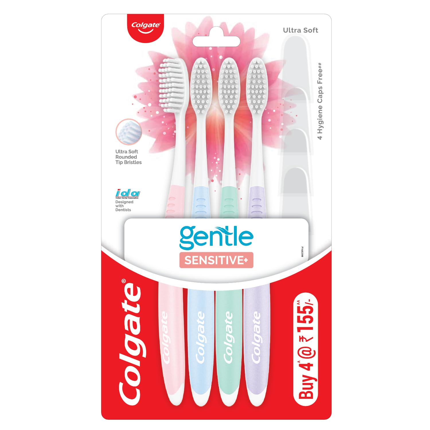 Colgate Plax Antibacterial Mouthwash, 24/7 Fresh Breath - Pack of 250ml, (Complete Care) & Colgate Sensitive Soft Bristles Manual Toothbrush for adults - 4 Pcs, Multicolor – view 5