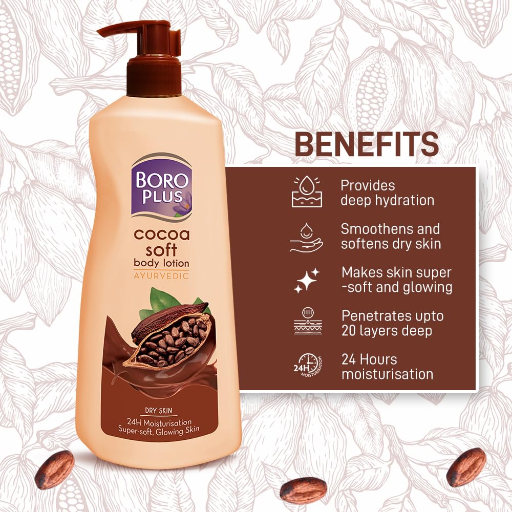 BOROPLUS Boro Plus Cocoa Soft Body Lotion For Skin Combination , 400 Ml, 1 Count – view 3