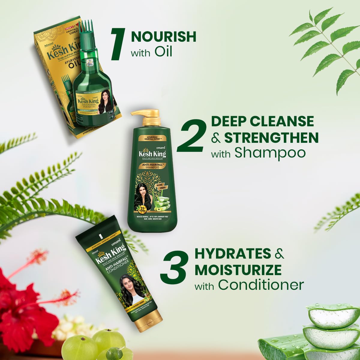Kesh King Ayurvedic Anti Hairfall Shampoo Reduces Hairfall, 21 Natural Ingredients With The Goodness Of Aloe Vera, Bhringraja And Amla For Silky, Shiney, Smooth Hair, 1000Ml – view 4