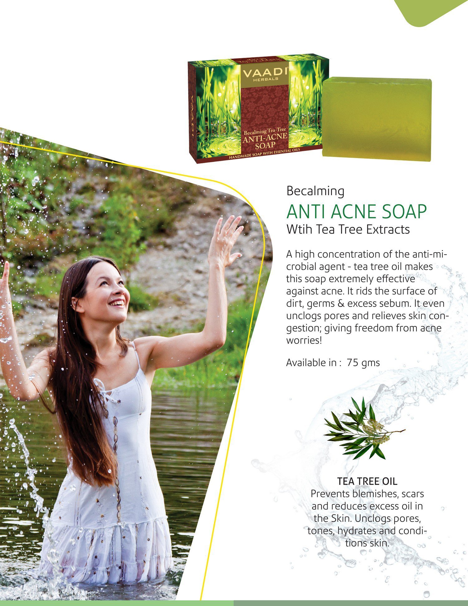 Vaadi Herbals Becalming Tea Tree Soap Anti Acne Therapy, 75g – view 3