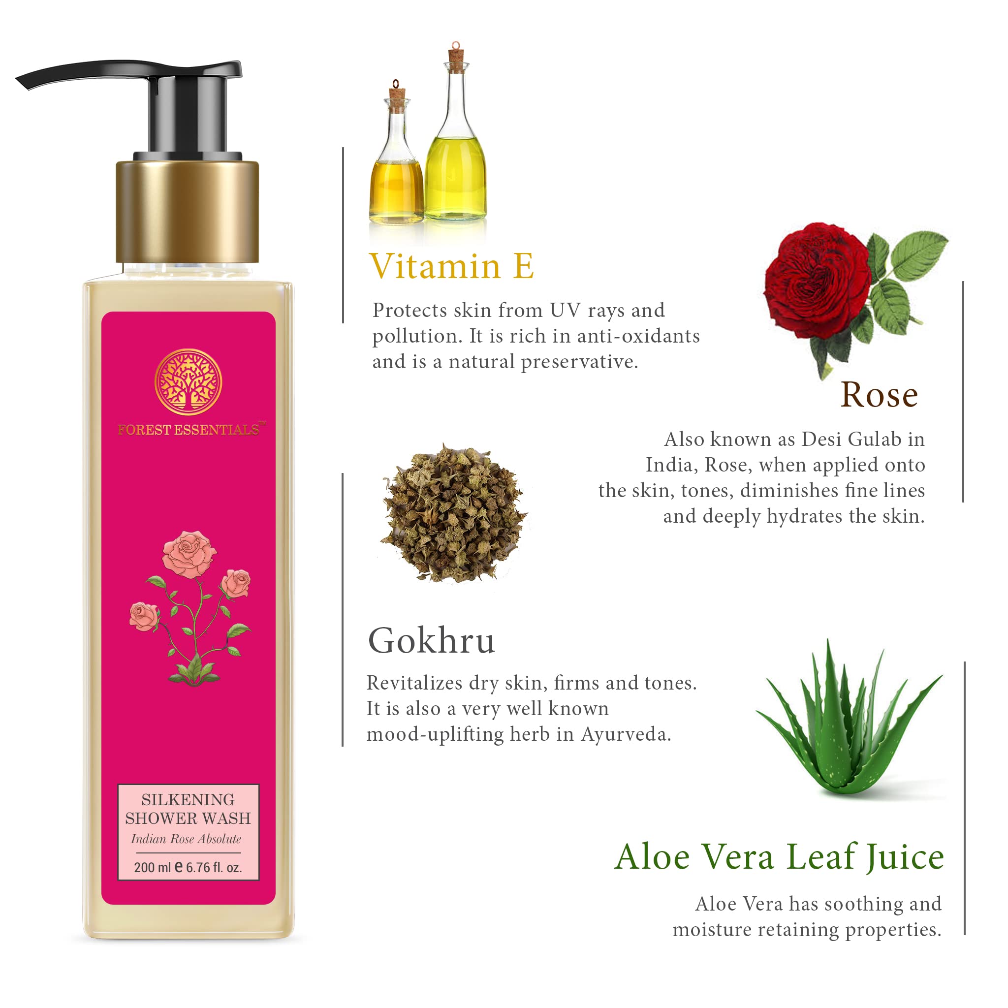 Forest Essentials Silkening Shower Wash Indian Rose Absolute – view 4