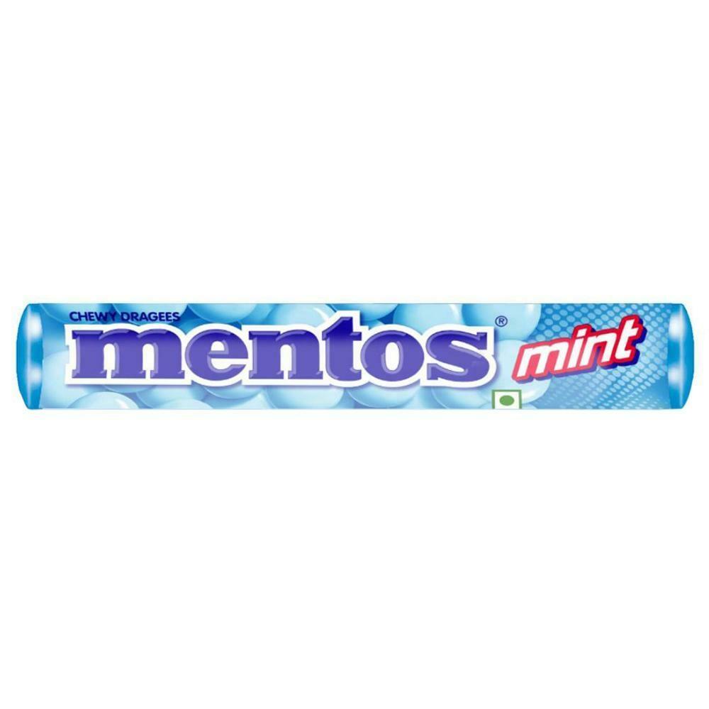 Mentos mint candy stick pack showing chewy dragee pieces