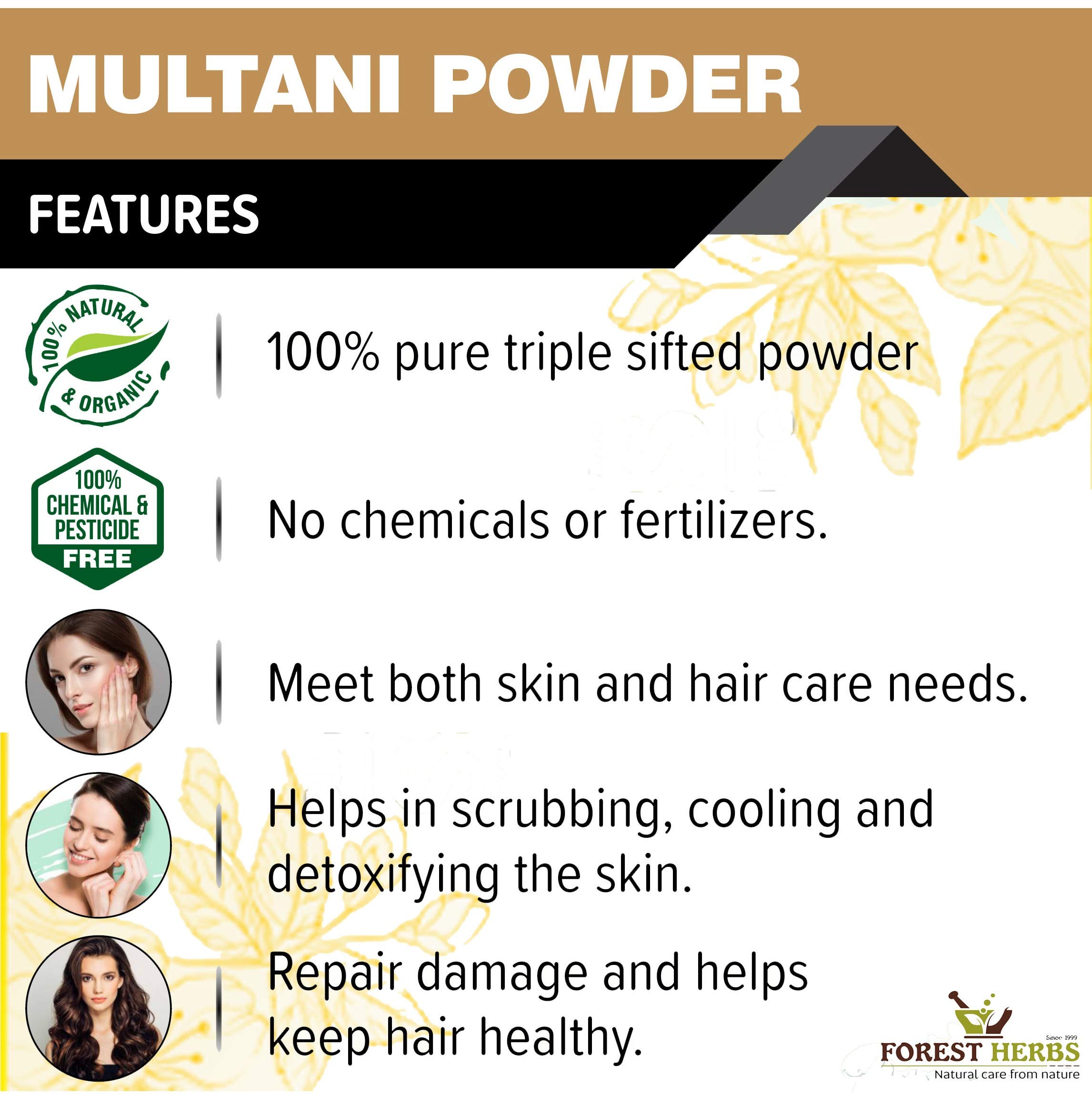 The Forest Herbs Natural Care From Nature 100% Pure Multani Mitti Powder for Face Pack (200g) For Exfoliating Soothing Nourishing Face, Skin & Hair – view 2
