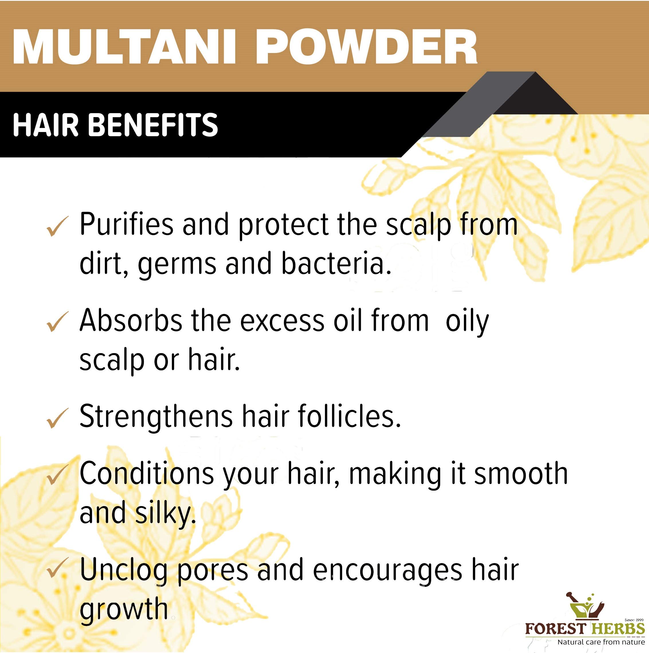 The Forest Herbs Natural Care From Nature 100% Pure Multani Mitti Powder for Face Pack (200g) For Exfoliating Soothing Nourishing Face, Skin & Hair – view 5