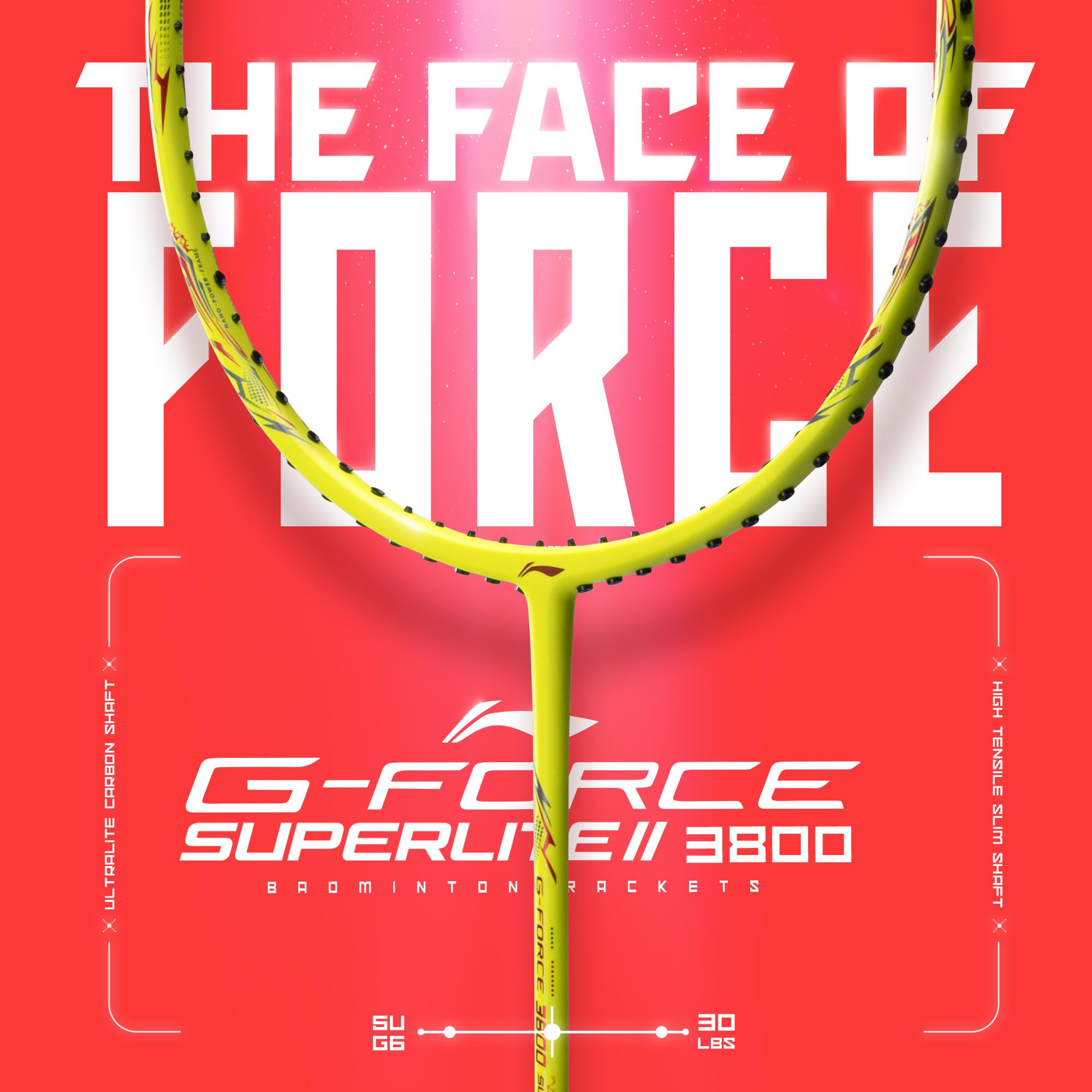 Li-Ning Li-Ning G-Force 3800 II Superlite Unstrung Badminton Racket with Full Cover – view 2