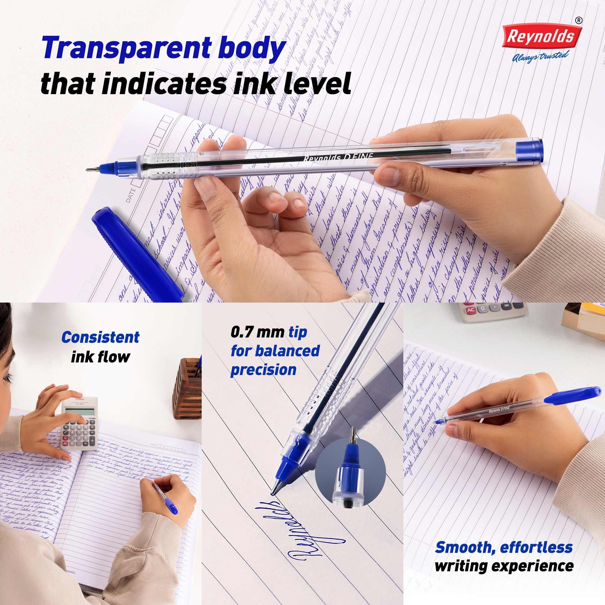 Reynolds DFINE Ball Pen SET - 25 BLUE PENS WITH COMFORTABLE GRIP – view 2