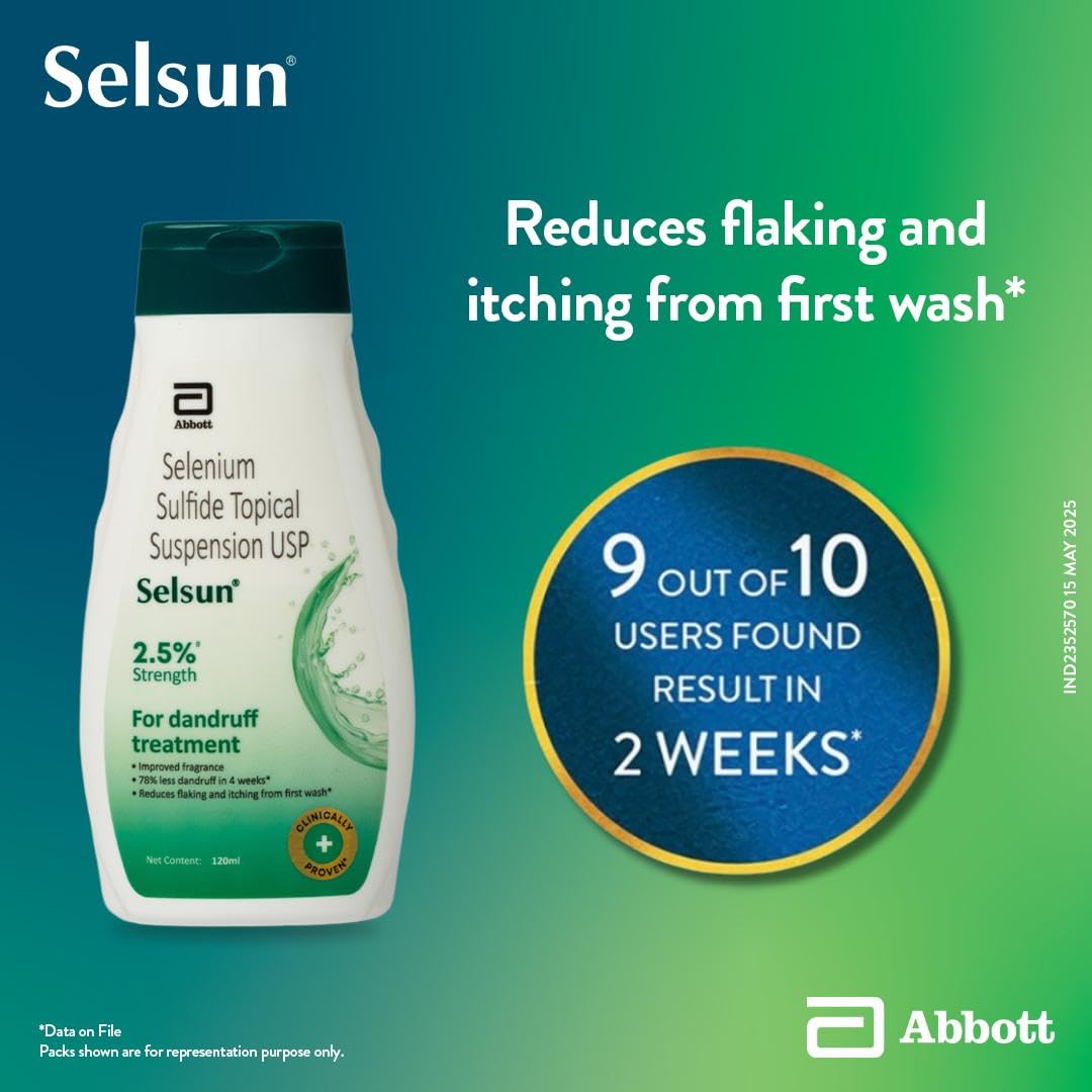 Abbott Selsun Suspension Anti Dandruff Shampoo, Clears away dandruff flakes, Relieves from excessive oil, Relieves from dandruff related itching (120ml) – view 4