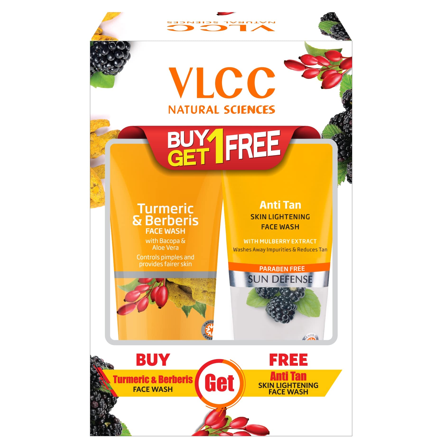VLCC face wash combo with turmeric berberis and anti tan variants