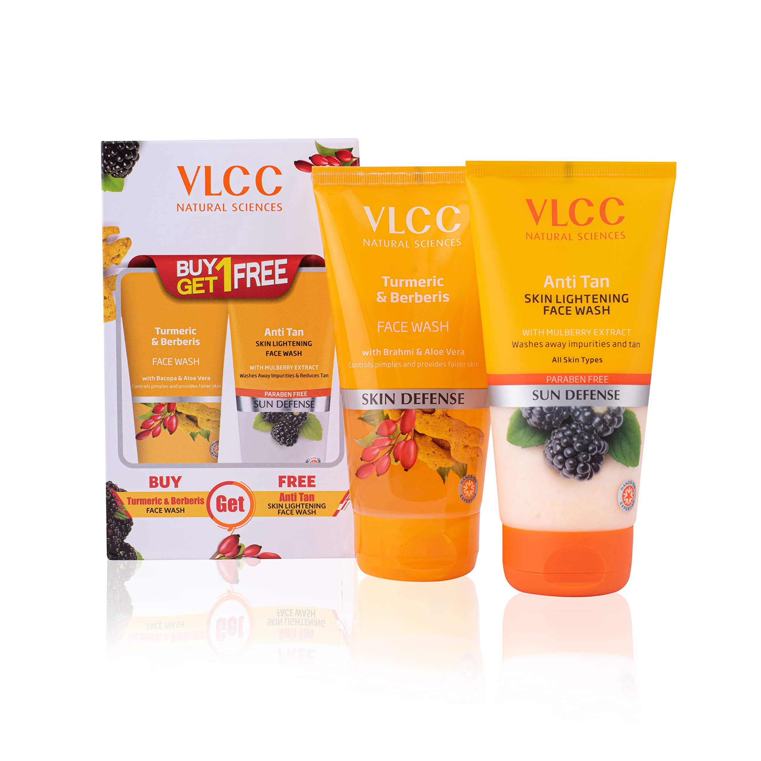 VLCC Turmeric & Berberis Face Wash + Anti Tan Skin Lightening Face Wash -150ml X 2 - Buy One Get One - with Turmeric & Berberis, Mulberry Extract, and Orange Peel Extract – view 6