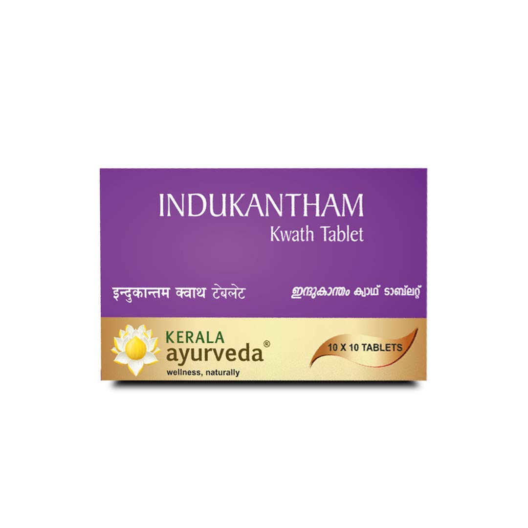 Bottle of Kerala Ayurveda Indukantham Kwath tablets 100 count