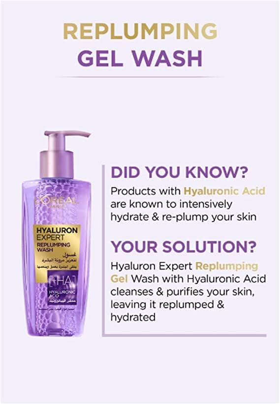 L'Oreal Paris Hyaluron Expert Replumping Face Wash with Hyaluronic Acid, 200ml – view 5