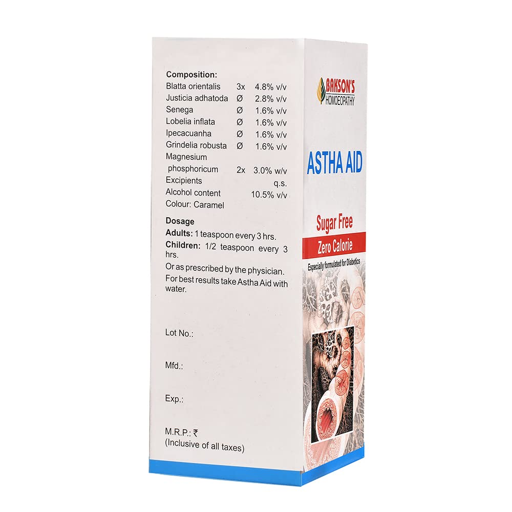 Dr. Bakshi's BAKSON'S HOMOEOPATHY Astha Aid (Sugar Free) Syrup 115ml_Pack Of 2 – view 2