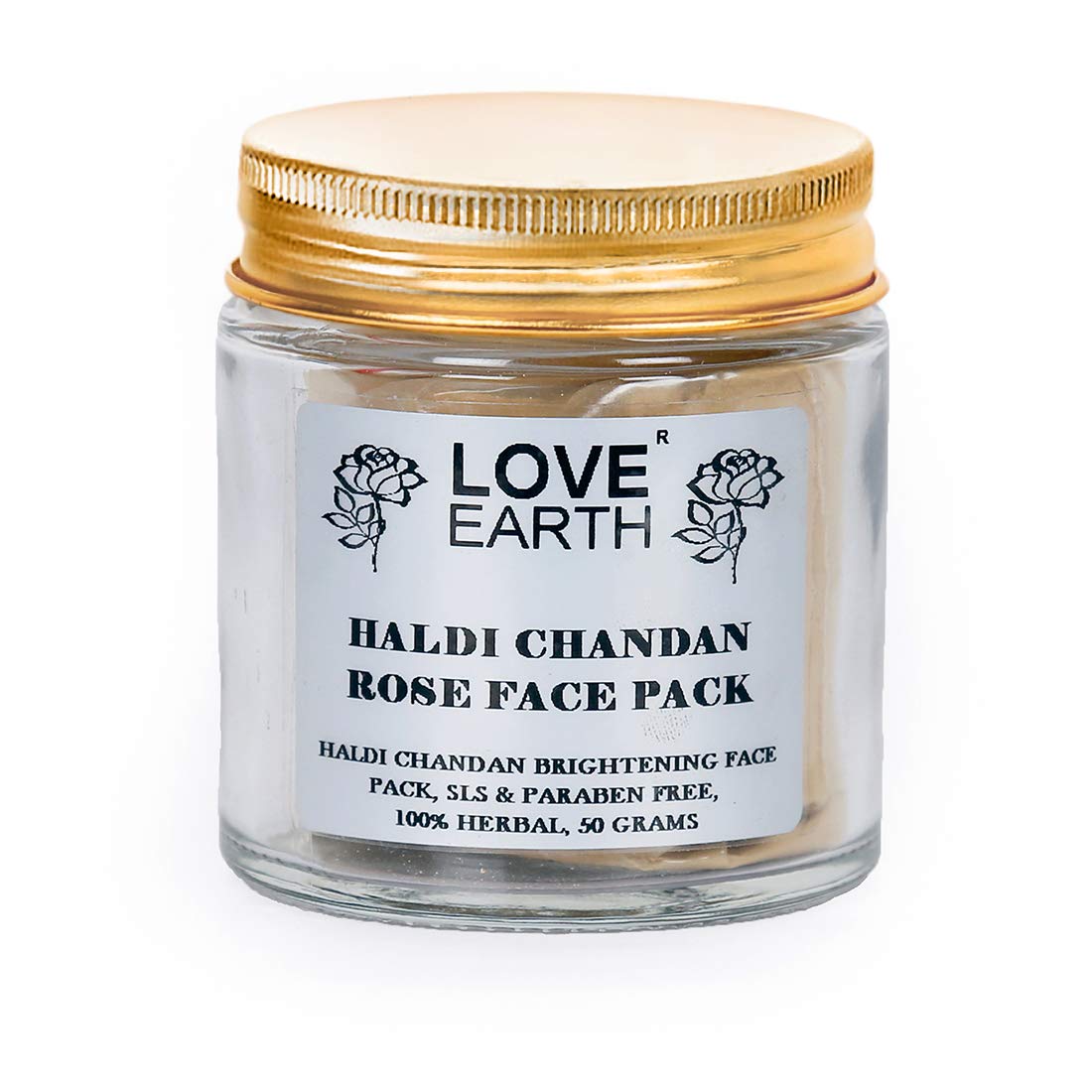 Love Earth face pack jar with sandalwood scent
