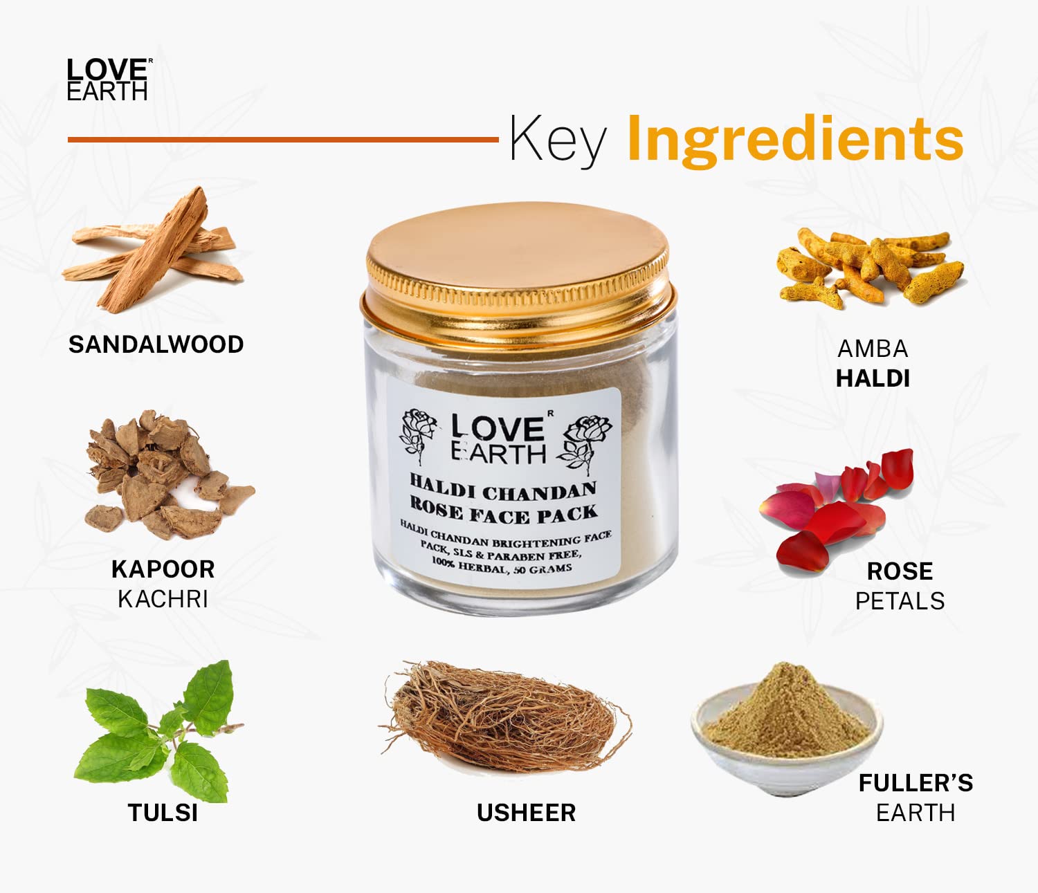 Love Earth Haldi Chandan Rose Face Pack With Amba Haldi & Chandan, For Face & Body, Paraben Free 30gm – view 3