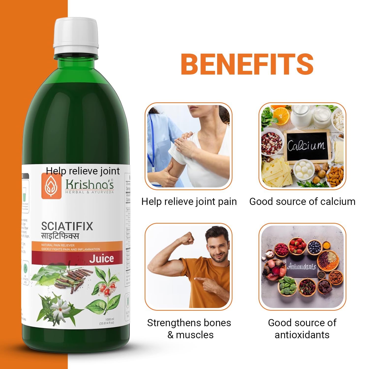 KRISHNA'S HERBAL & AYURVEDA Sciatifix Herbal Juice - Good source of calcium – view 2