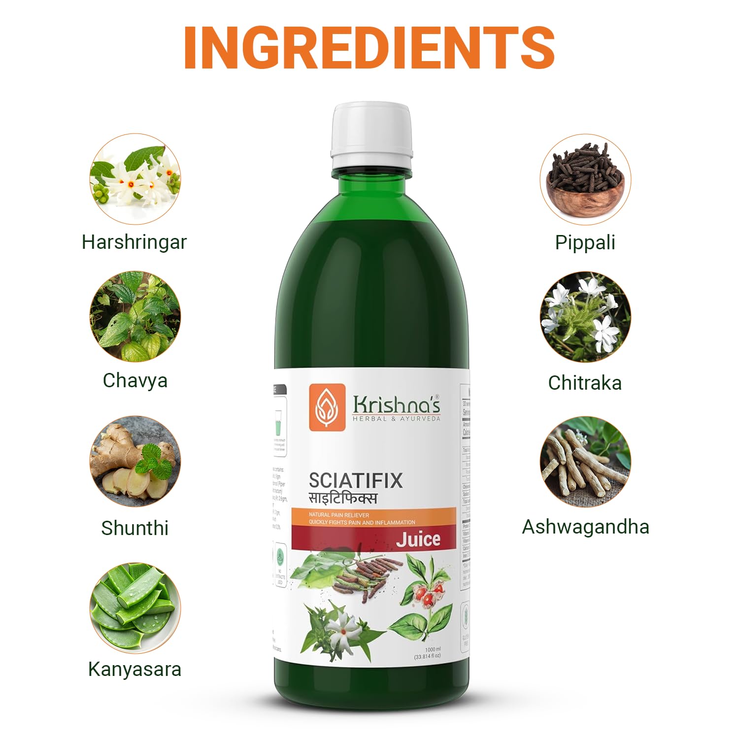 KRISHNA'S HERBAL & AYURVEDA Sciatifix Herbal Juice - Good source of calcium – view 3