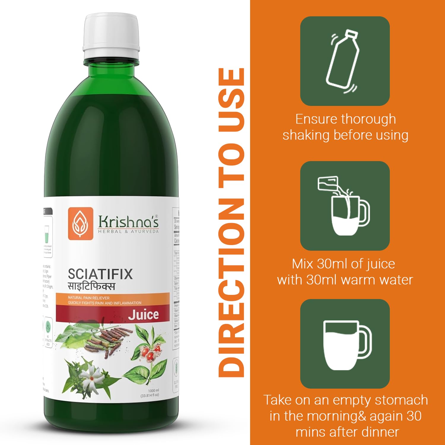 KRISHNA'S HERBAL & AYURVEDA Sciatifix Herbal Juice - Good source of calcium – view 4