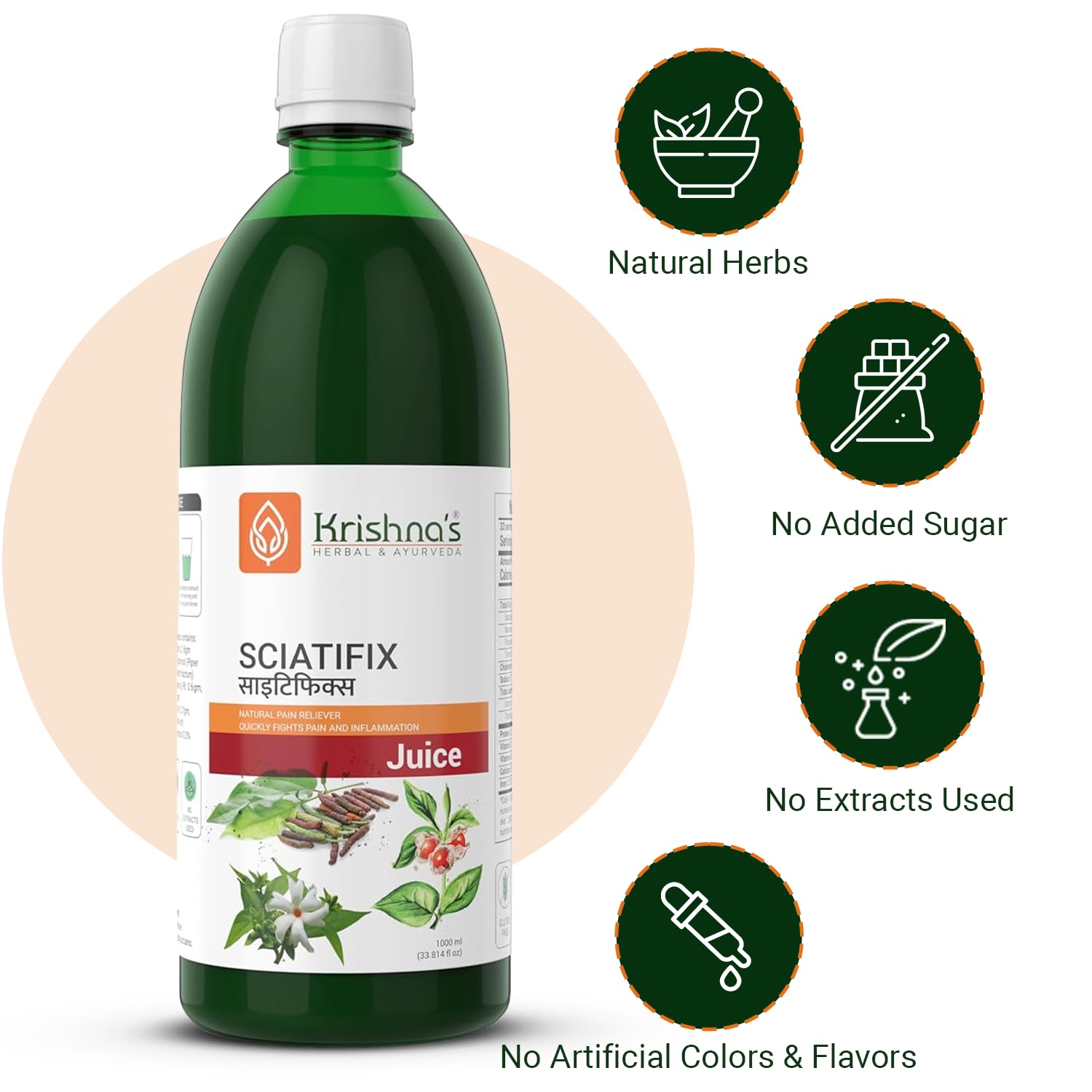 KRISHNA'S HERBAL & AYURVEDA Sciatifix Herbal Juice - Good source of calcium – view 6