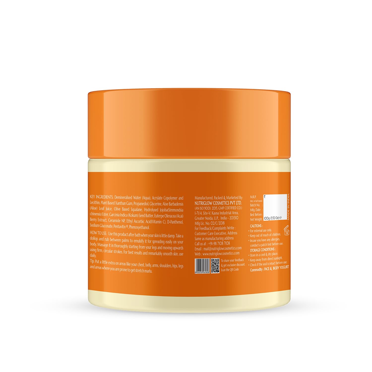 NutriGlow NATURAL'S Vitamin C Lightening Body Yogurt, Moisturize Skin, Deep Nourishing All Skin Type (100 g) – view 2