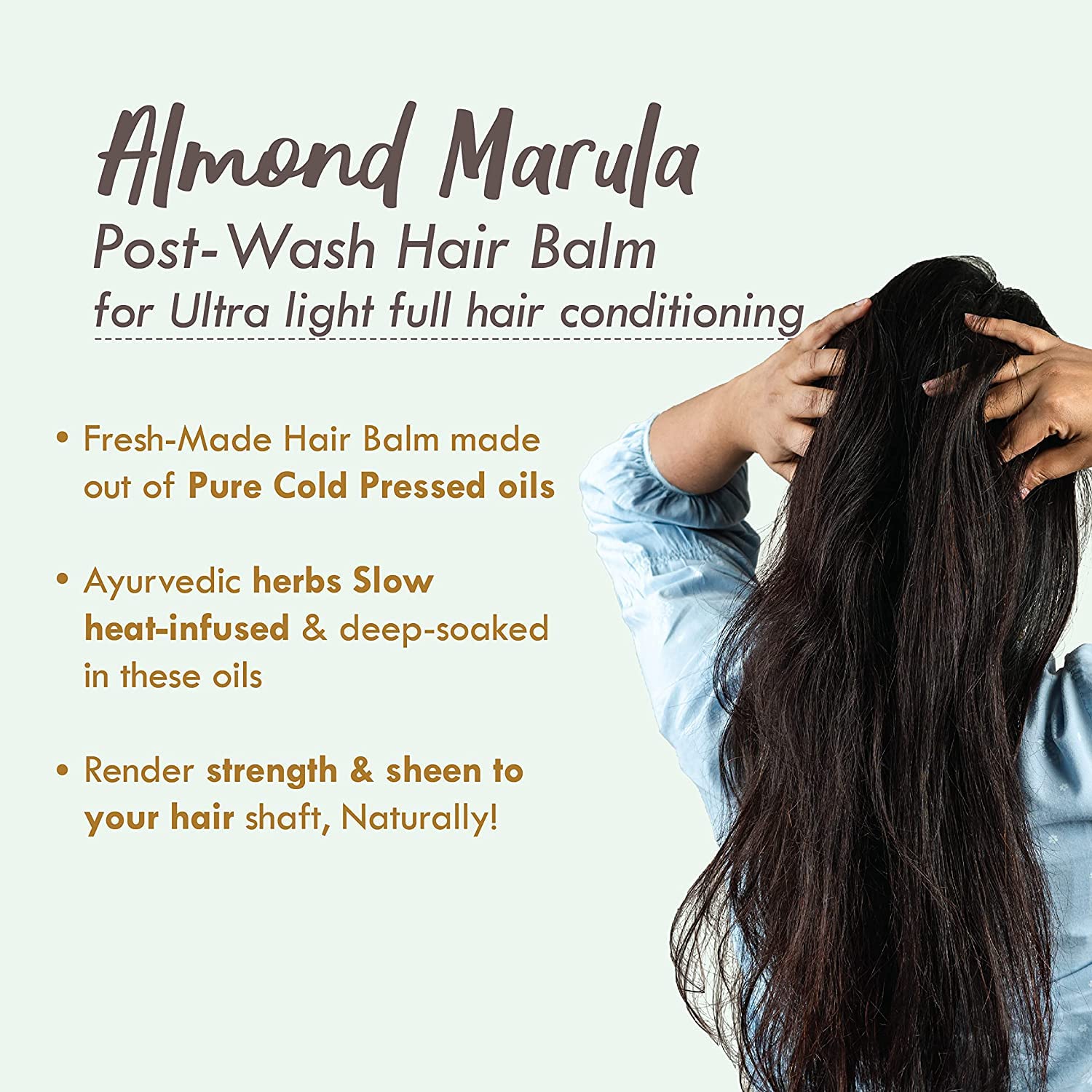Nat Habit Almond Marula Hair Balm For Men & Women Split Ends, Smoothening, Straightening, Conditioning & Frizzy Hair- Infused with Sage Leaves & Oils (Pack of 1, 25ml) – view 3