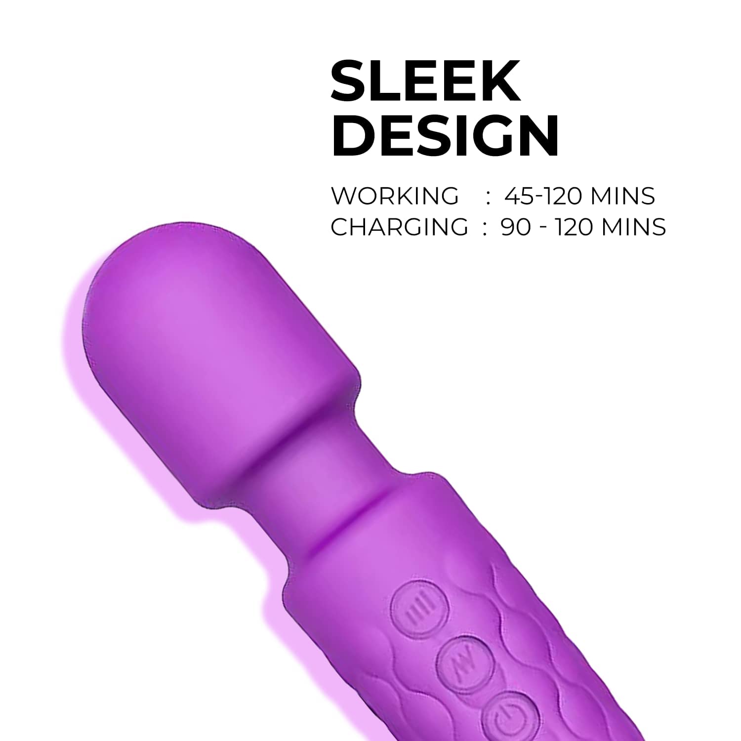 FEGSY Full Body Massager for Women & Men, Rechargeable Wireless Massager Machine for Pain Relief, Handheld Massager with Medical Grade Silicone, 8 Speeds, 20 Modes (Purple) – view 6
