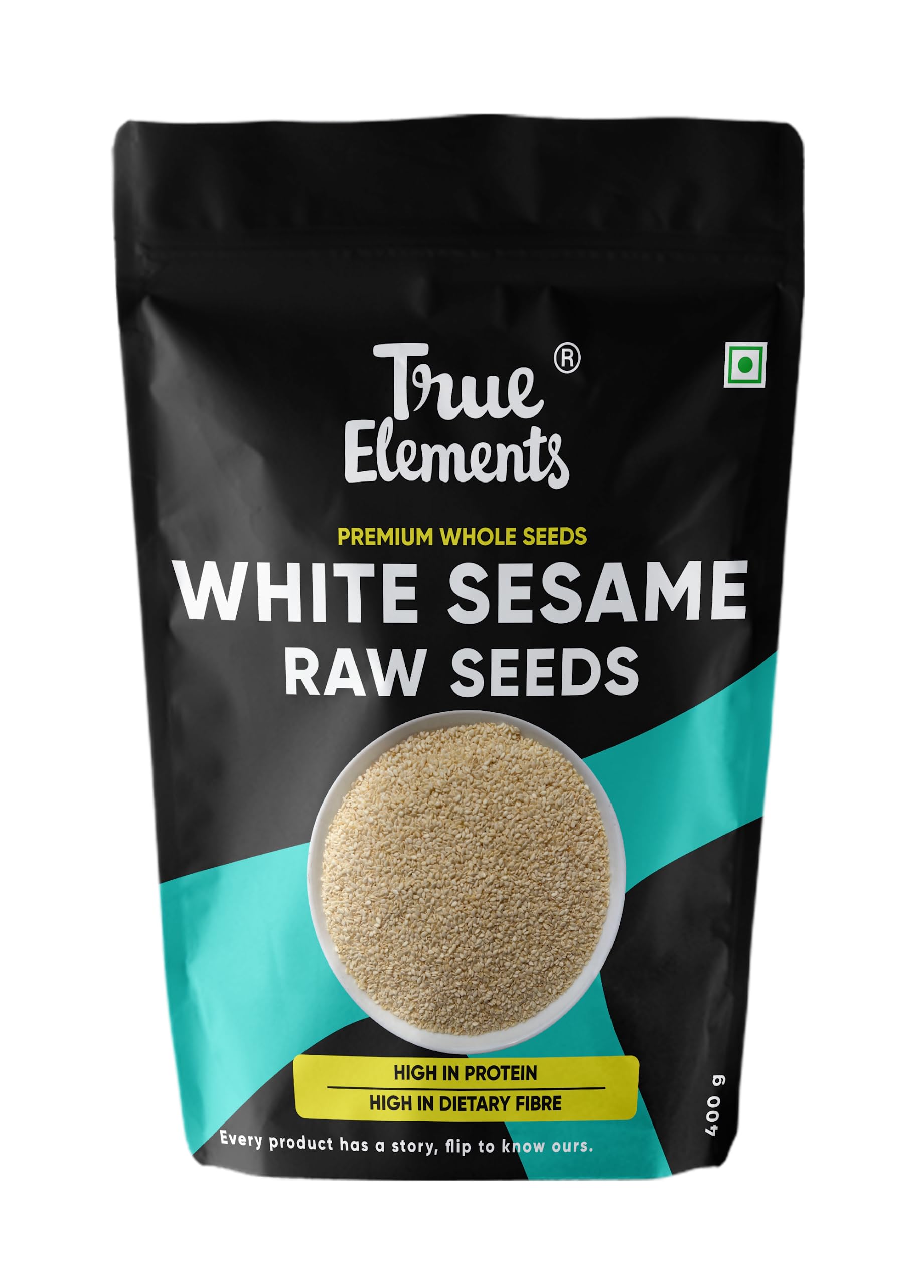 True Elements Raw White Sesame Seeds 400gm - 100% Clean and Natural White Til | Safed Til Seeds for Eating | Everyday Essentials Indian Spices | Non - GMO | Antioxidant rich |